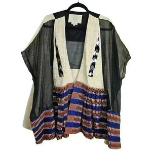 Anthropologie Amit Aggarwal Stripe Swing Kimono Cardigan Aztec Oversized